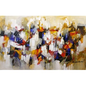 Mashkoor Raza, 30 x 48 Inch, Oil on Canvas, Abstract Painting, AC-MR-062